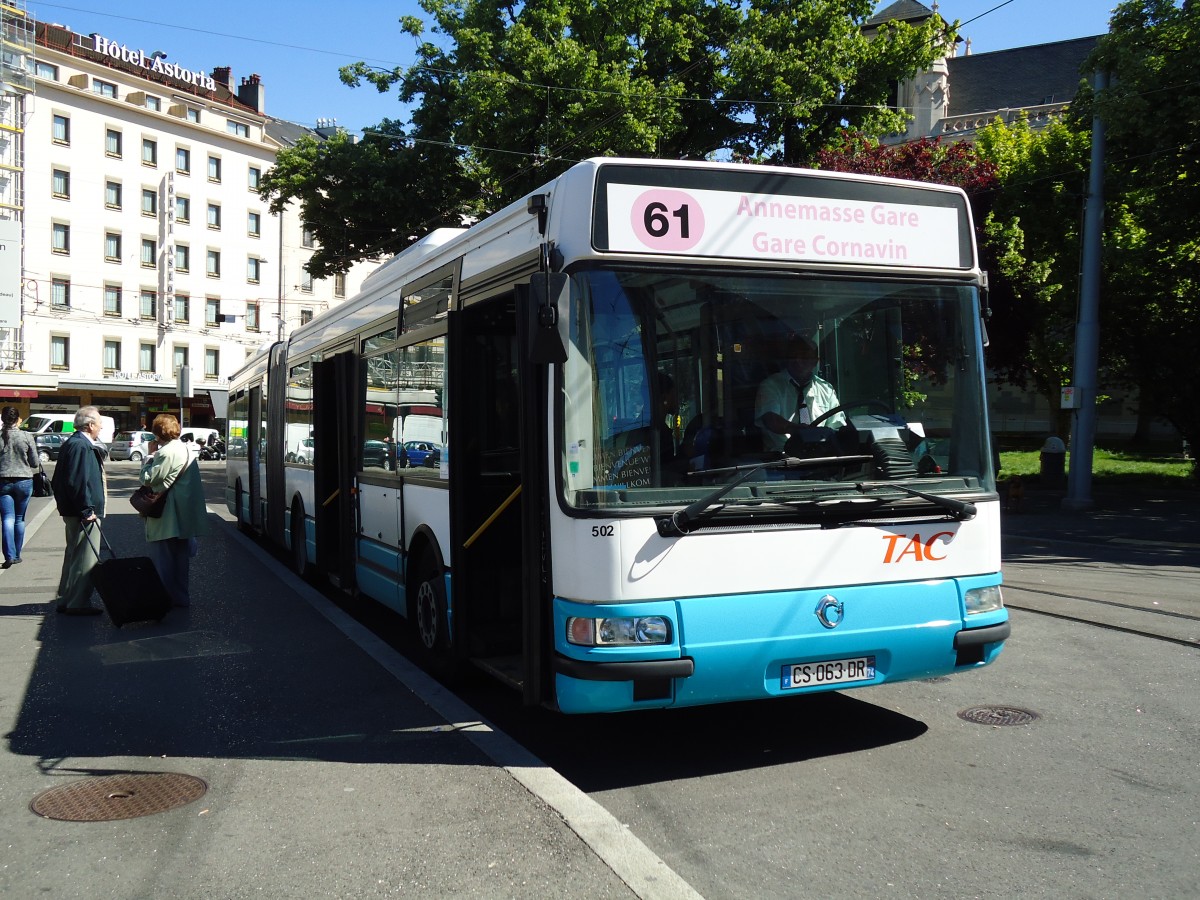(144'728) - Aus Frankreich: TAC Annemasse - Nr. 502/CS 063 DR - Irisbus am 27. Mai 2013 beim Bahnhof Gen�ve