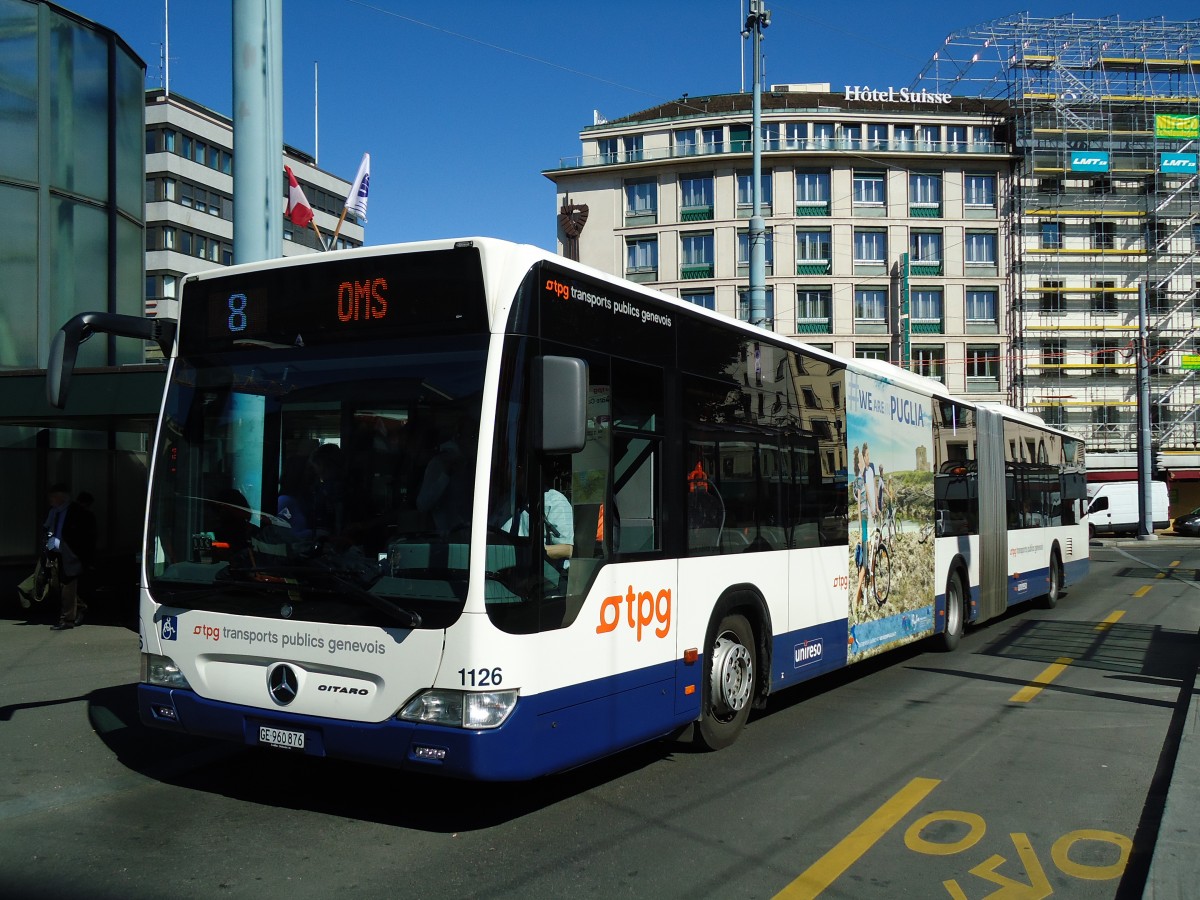 (144'748) - TPG Gen�ve - Nr. 1126/GE 960'876 - Mercedes am 27. Mai 2013 beim Bahnhof Gen�ve