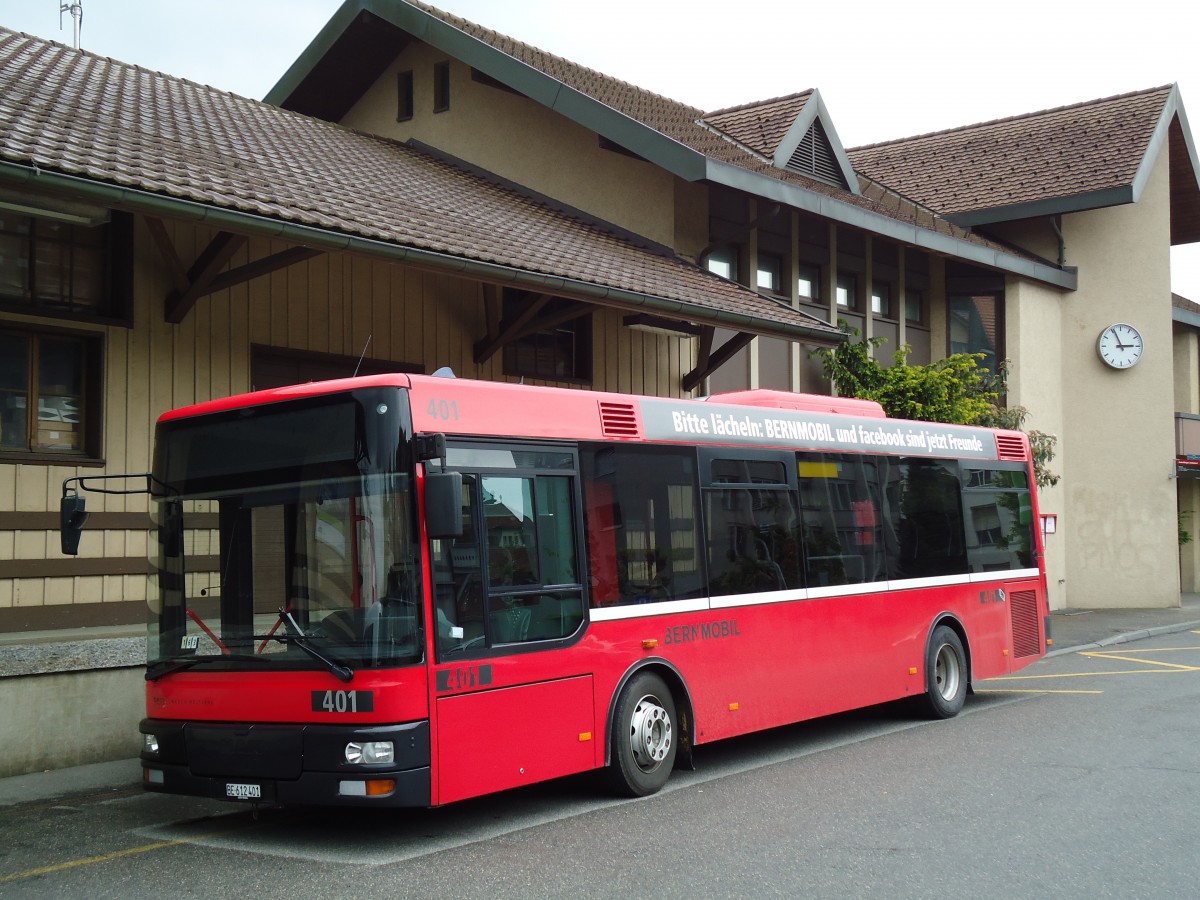(144'980) - Bernmobil, Bern - Nr. 401/BE 612'401 - MAN/G�ppel am 10. Juni 2013 beim Bahnhof Konolfingen