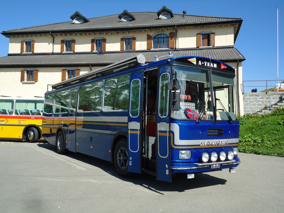 (145'855) - Steinauer, Einsiedeln - SZ 25'115 - Saurer/R&J (ex Albin, F�llanden; ex SBB Bern; ex Sol�r&Fontana, Ilanz; ex P 24'359) am 20. Juli 2013 in Gotthard, Passh�he