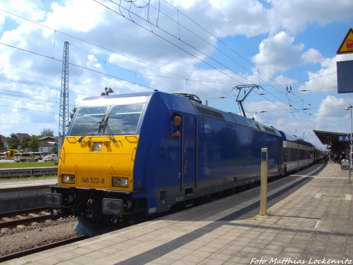 146 522-8 (D-OLA) mit ziel Leipzig Hbf im Bahnhof G�strow am 15.7.14