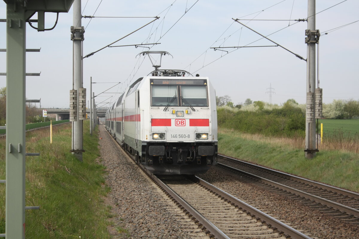 146 560 bei der Durchfahrt in Z�beritz am 29.4.22