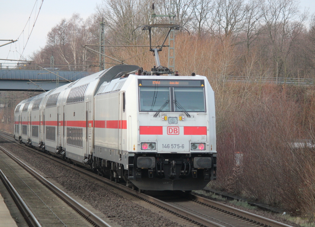 146 575-6 mit IC2048 von Dresden Hbf nach Köln Hbf bei der Durchfahrt am 11.01.2020 in Dedensen/Gümmer