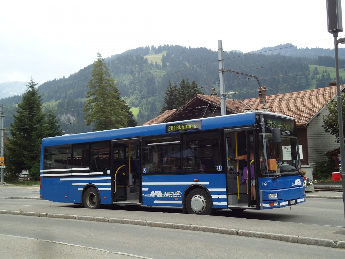 (146'148) - AFA Adelboden - Nr. 56/BE 611'030 - MAN/G�ppel am 28. Juli 2013 beim Bahnhof Lenk