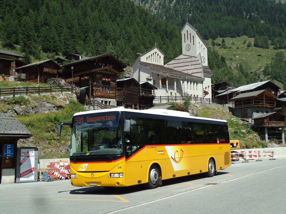 (146'258) - Jaggi, Kippel - Nr. 24/VS 5401 - Irisbus am 5. August 2013 in Blatten (L�tschen), Post