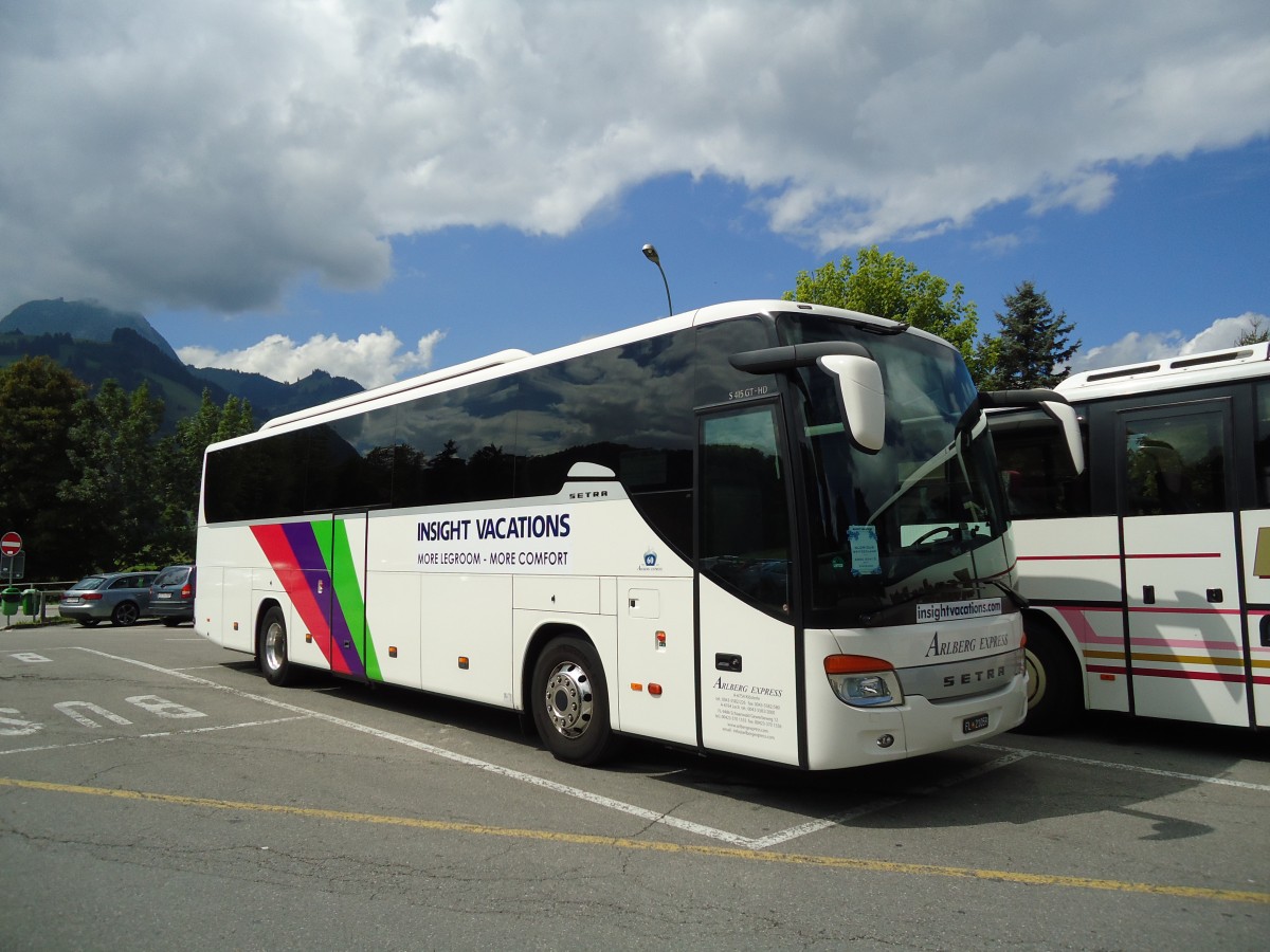 (146'519) - Aus Liechtenstein: Arlberg Express, Schaanwald - FL 21'059 - Setra am 26. August 2013 in Gruy�res, Gruy�res-Ville
