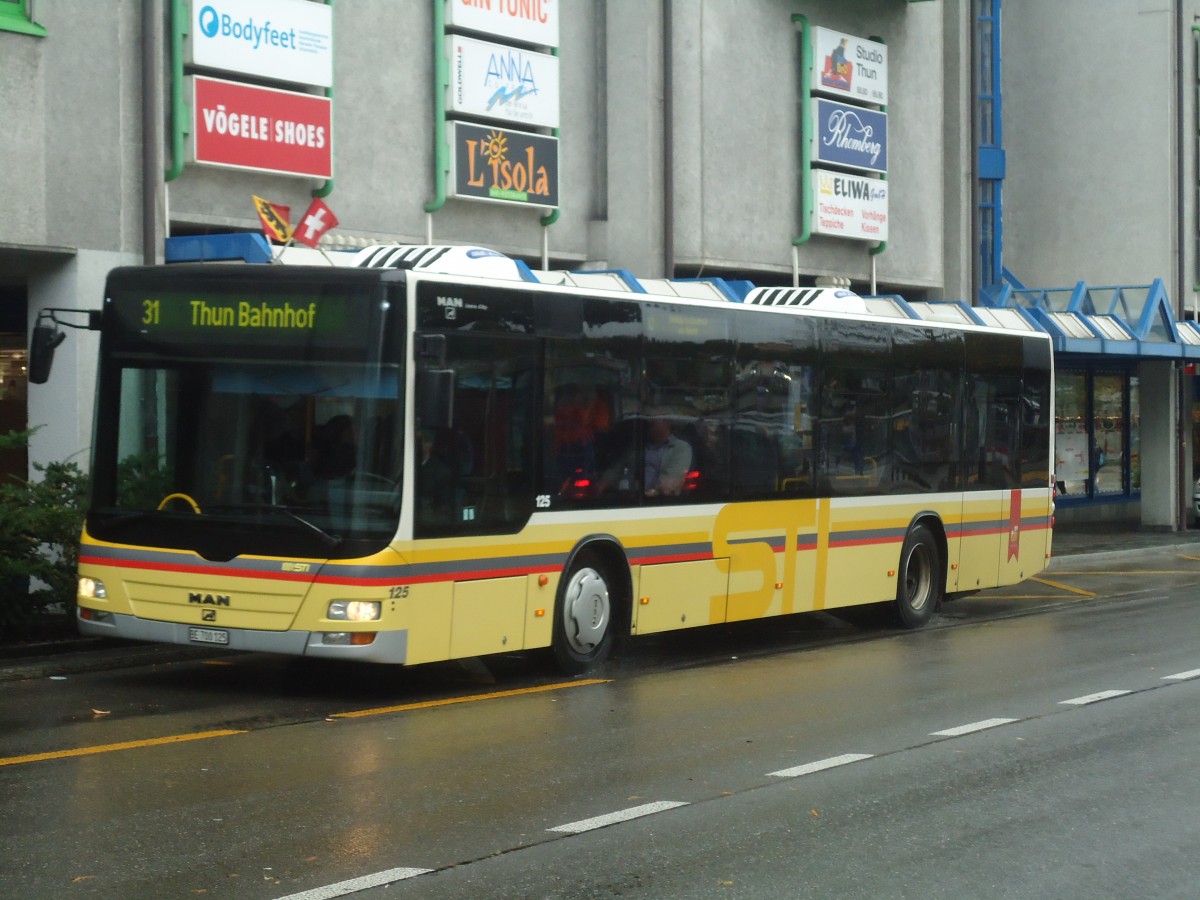 (147'505) - STI Thun - Nr. 125/BE 700'125 - MAN am 10. Oktober 2013 in Thun, Postbr�cke