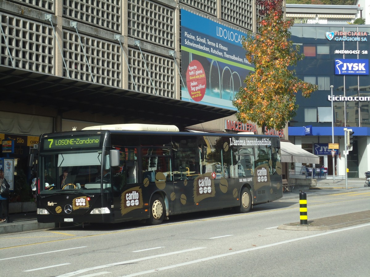 (147'620) - FART Locarno - Nr. 22/TI 126'522 - Mercedes am 5. November 2013 beim Bahnhof Locarno