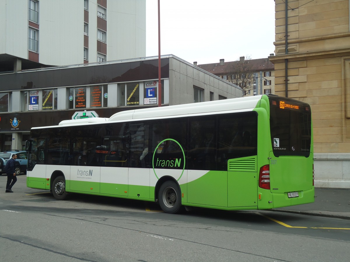 (147'953) - transN, La Chaux-de-Fonds - Nr. 337/NE 85'337 - Mercedes am 8. November 2013 beim Bahnhof La Chaux-de-Fonds