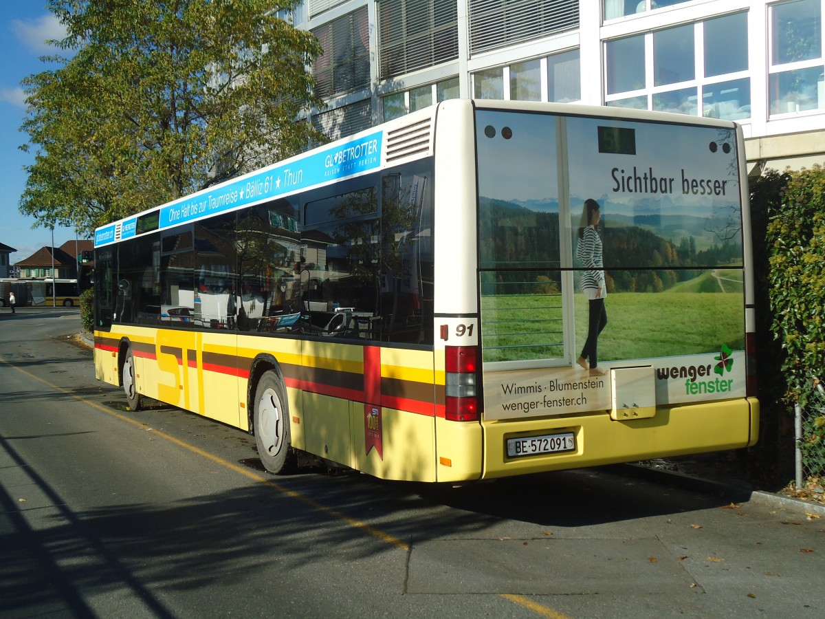 (148'055) - STI Thun - Nr. 91/BE 572'091 - MAN am 11. November 2013 bei der Schifflndte Thun