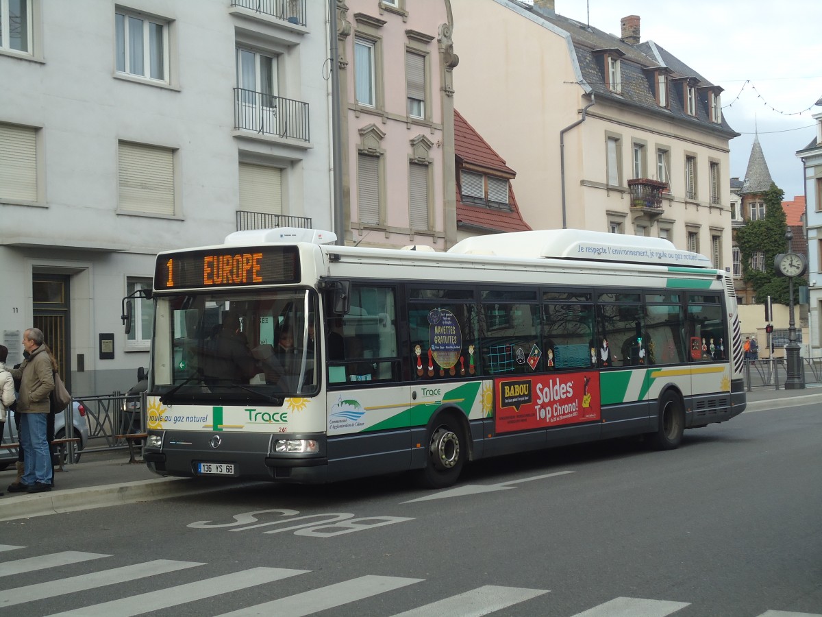(148'196) - TRACE Colmar - Nr. 261/136 YS 68 - Irisbus (ex Nr. 161) am 7. Dezember 2013 in Colmar, Th��tre
