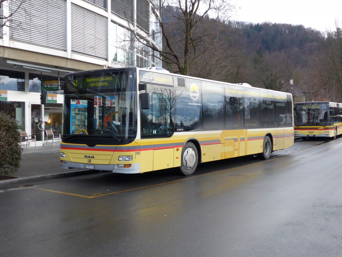 (148'633) - STI Thun - Nr. 116/BE 700'116 - MAN am 17. Januar 2014 bei der Schiffl�ndte Thun