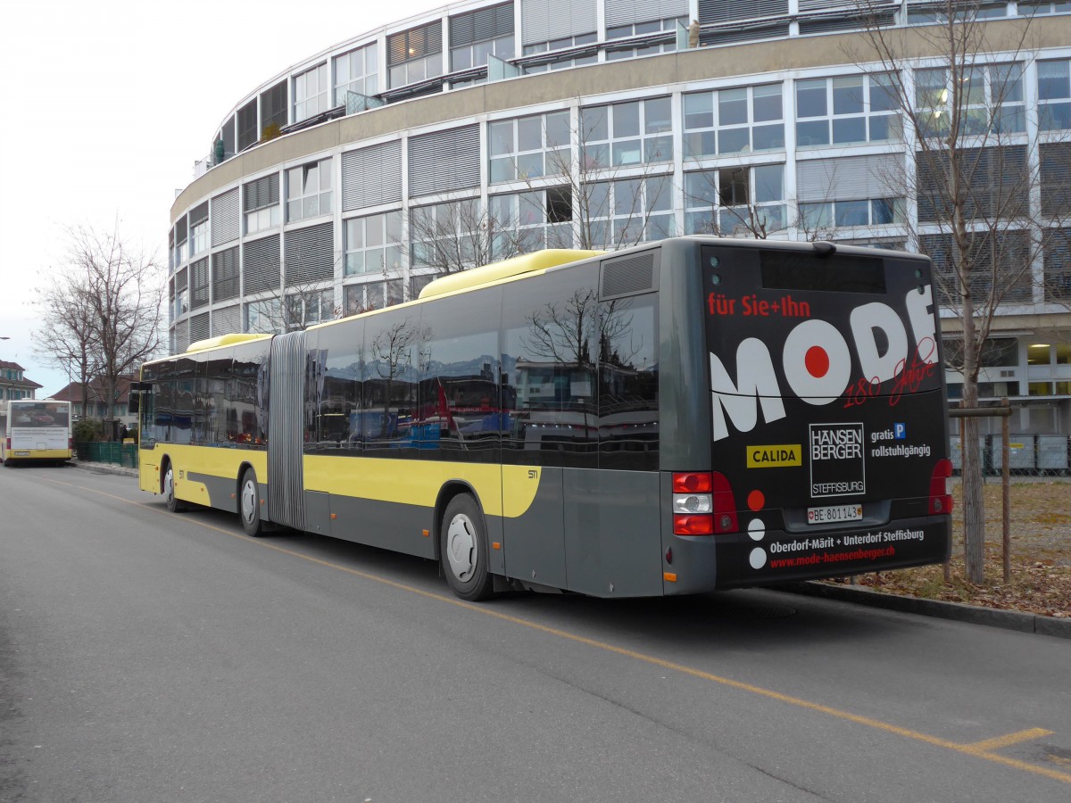 (148'657) - STI Thun - Nr. 143/BE 801'143 - MAN am 25. Januar 2014 bei der Schiffl�ndte Thun
