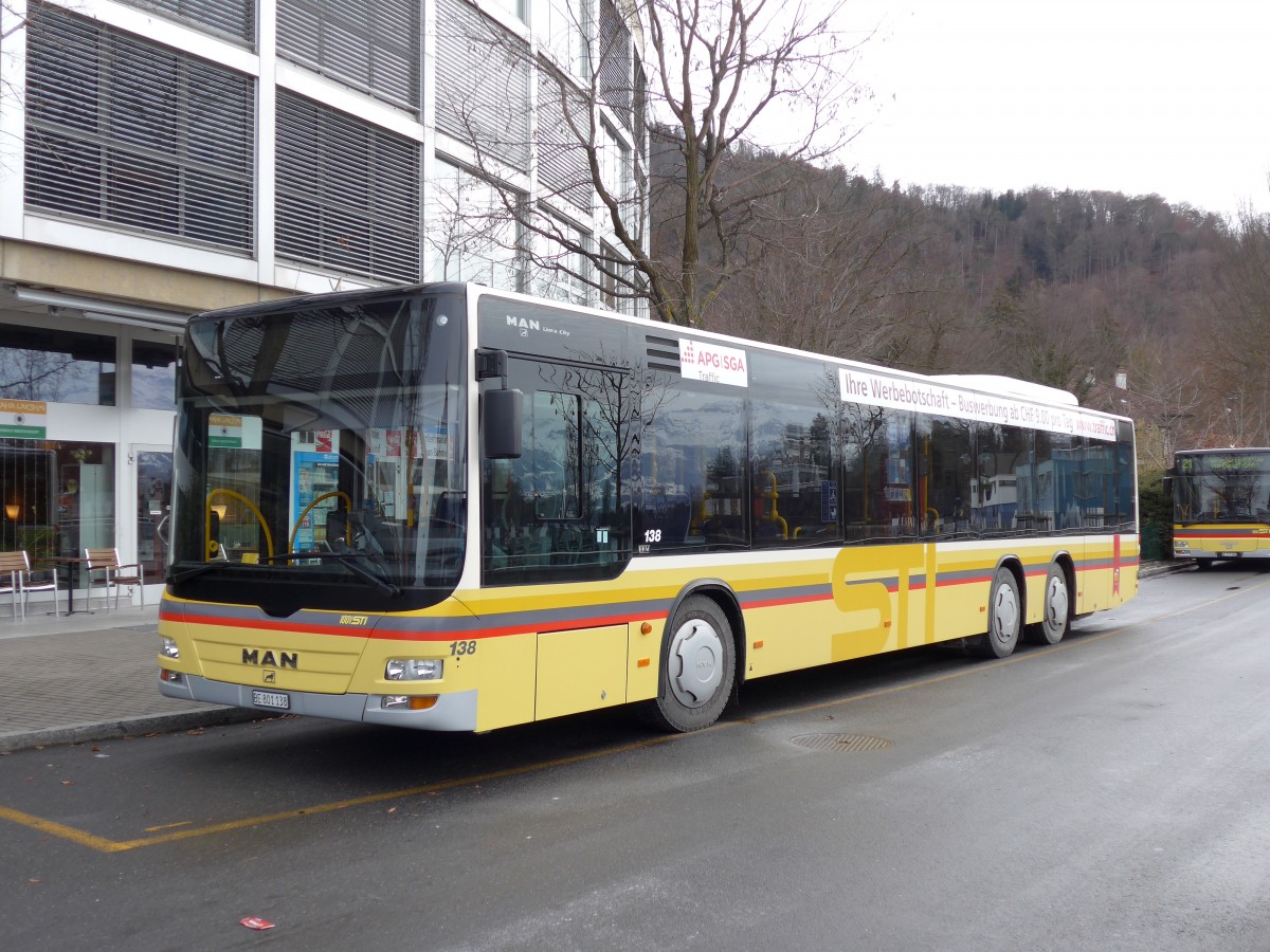 (148'660) - STI Thun - Nr. 138/BE 801'138 - MAN am 26. Januar 2014 bei der Schiffl�ndte Thun