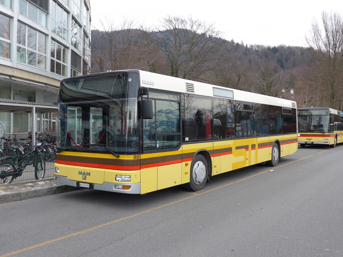 (148'685) - STI Thun - Nr. 95/BE 572'095 - MAN am 29. Januar 2014 bei der Schifflndte Thun