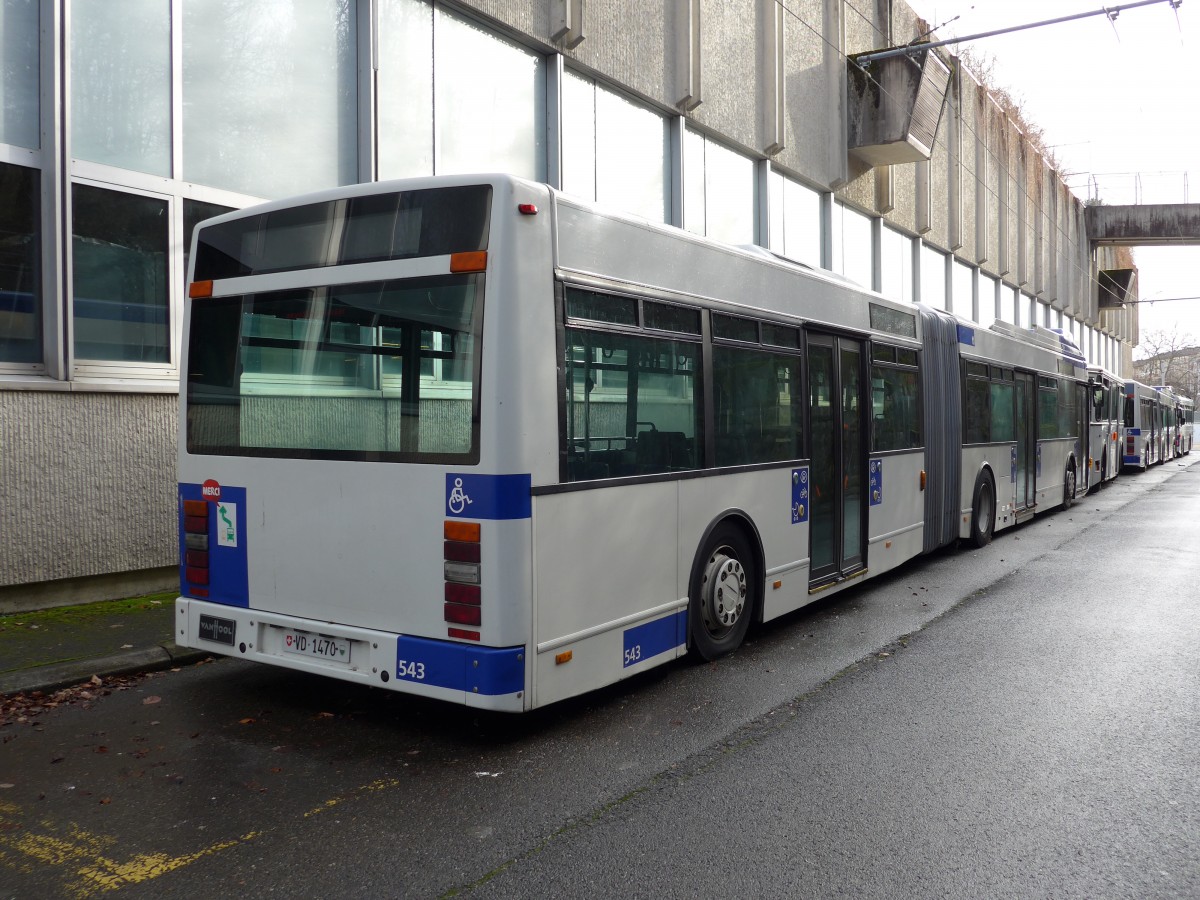 (148'753) - TL Lausanne - Nr. 543/VD 1470 - Van Hool am 2. Februar 2014 in Lausanne, Dpt Borde