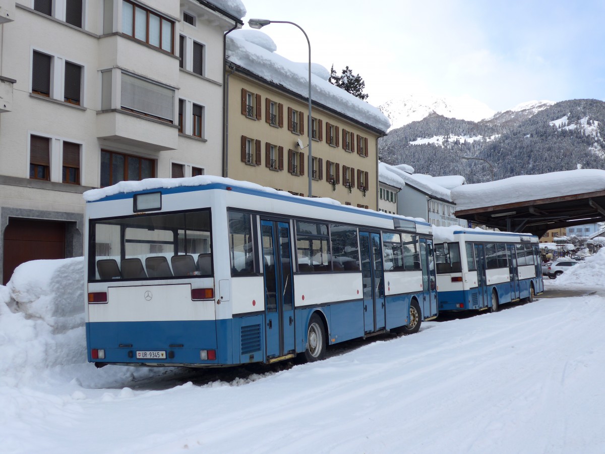 (148'796) - Meyer, G�schenen - UR 9345 - Mercedes (ex Gut, Binz Nr. 18) am 9. Februar 2014 beim Bahnhof Airolo