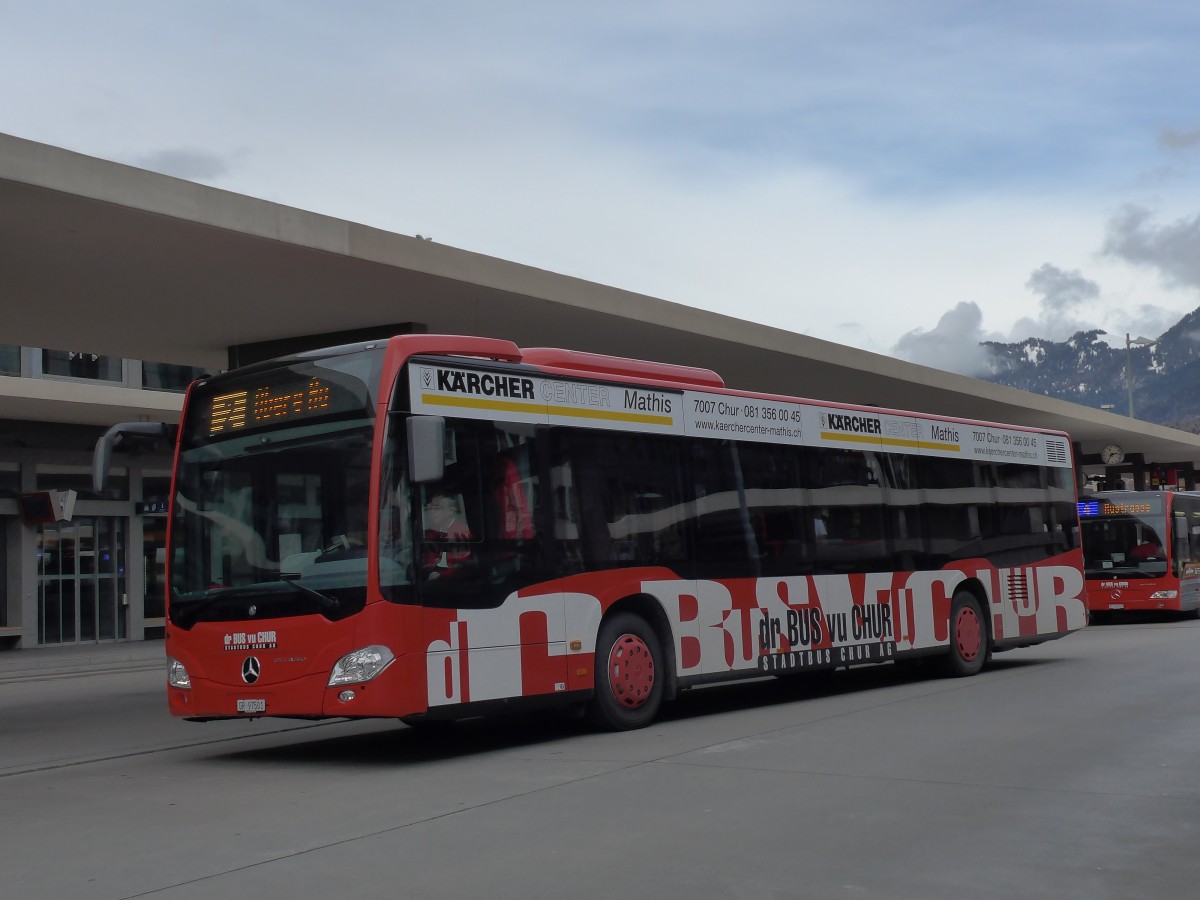 (149'148) - SBC Chur - Nr. 1/GR 97'501 - Mercedes am 1. Mrz 2014 beim Bahnhof Chur