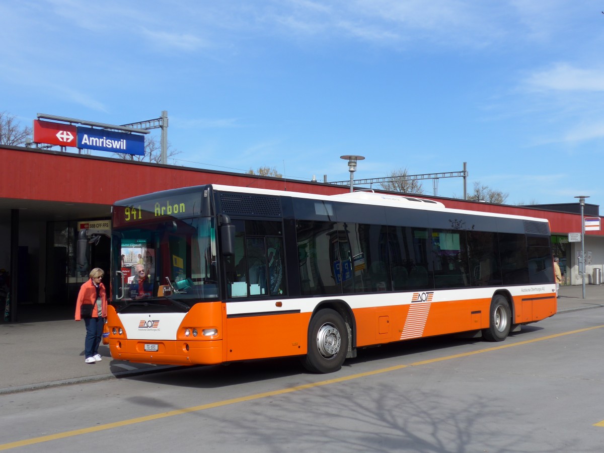 (149'450) - AOT Amriswil - Nr. 7/TG 691 - Neoplan (ex Vorf�hrfahrzeug) am 29. M�rz 2014 beim Bahnhof Amriswil