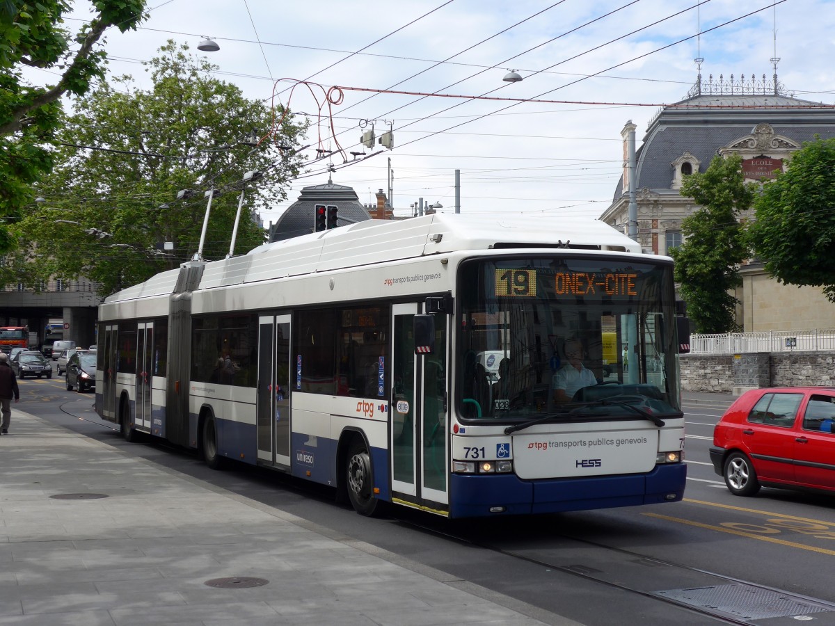 (150'878) - TPG Gen�ve - Nr. 731 - Hess/Hess Gelenktrolleybus am 26. Mai 2014 in Gen�ve, Place des Vingt-Deux-Cantons