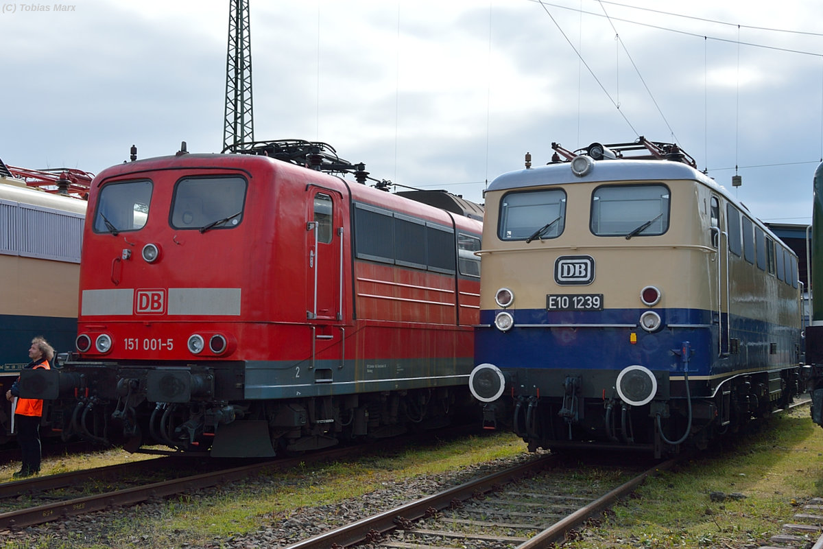 151 001 und E10 1239 (Lokomotivclub-103) beim Sommerfest in Koblenz am 18.06.2016