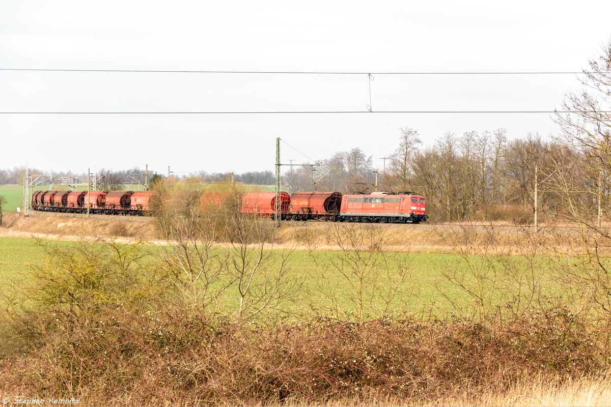 151 103-9 DB Cargo mit einem leeren Kalizug in Stendal und fuhr weiter in Richtung Magdeburg. 04.03.2017