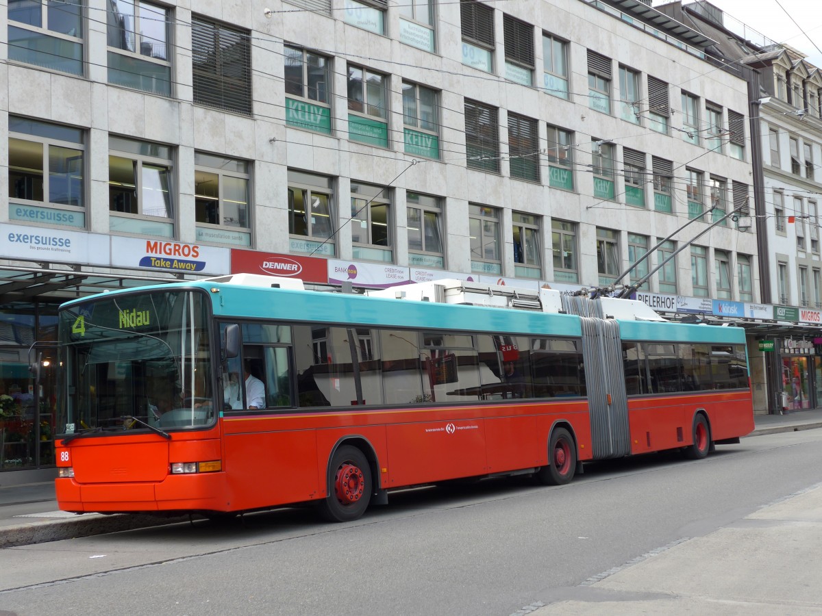 (151'075) - VB Biel - Nr. 88 - NAW/Hess Gelenktrolleybus am 29. Mai 2014 in Biel, Guisanplatz