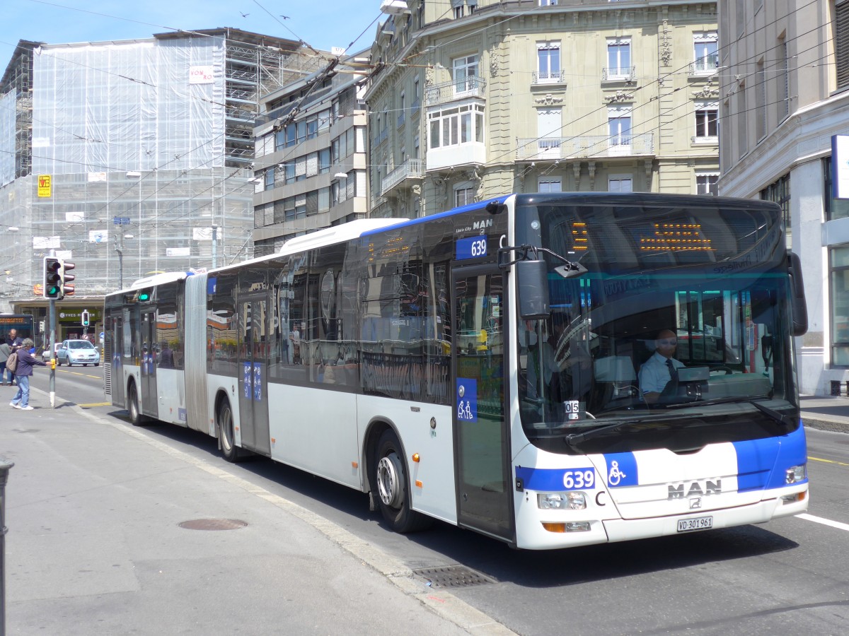 (151'185) - TL Lausanne - Nr. 639/VD 301'961 - MAN am 1. Juni 2014 in Lausanne, Bel-Air