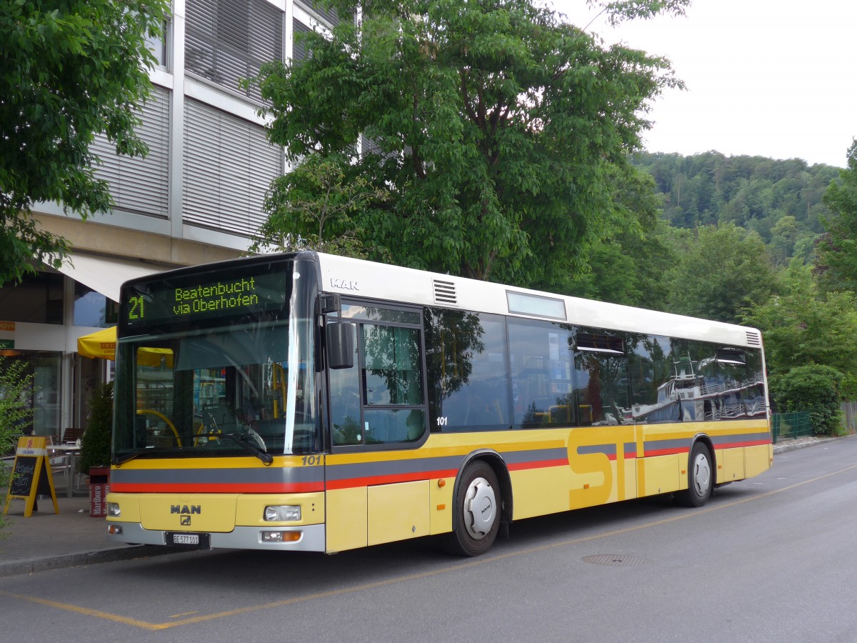 (151'608) - STI Thun - Nr. 101/BE 577'101 - MAN am 20. Juni 2014 bei der Schiffl�ndte Thun