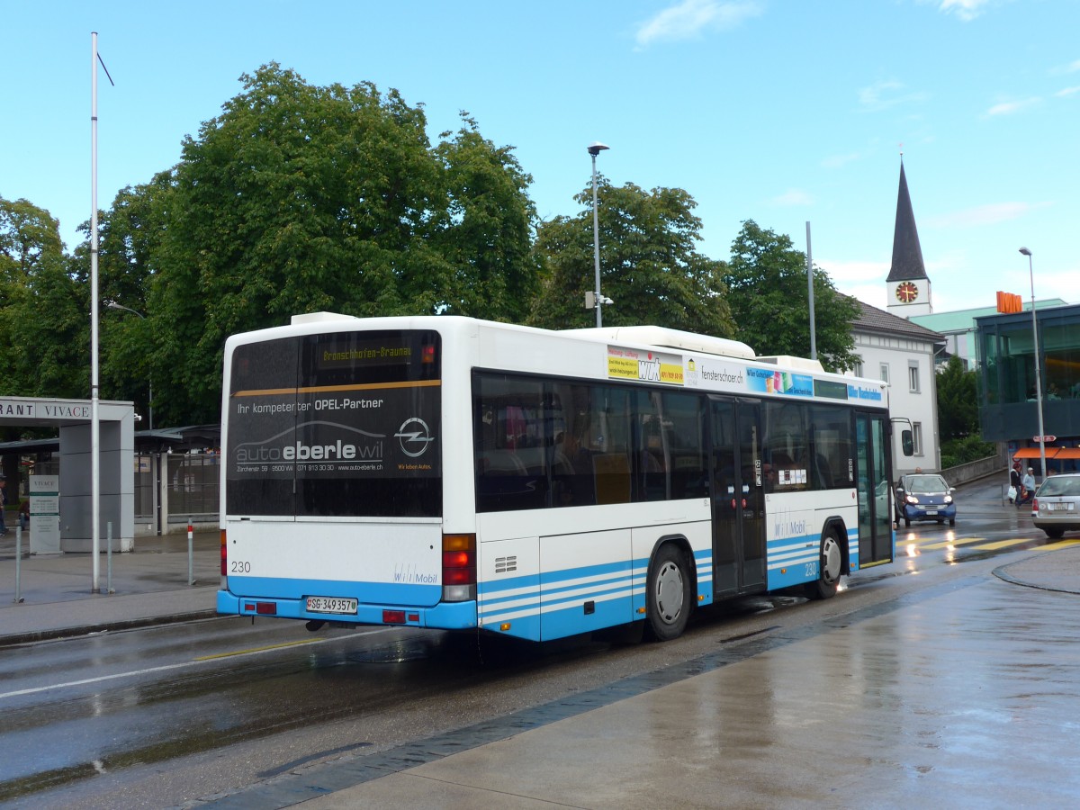 (153'928) - WilMobil, Wil - Nr. 230/SG 349'357 - Volvo/Hess (ex RTB Altst�tten Nr. 70) am 16. August 2014 beim Bahnhof Wil