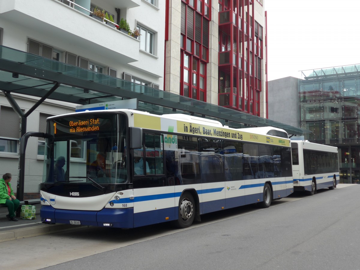 (154'080) - ZVB Zug - Nr. 168/ZG 88'168 - Hess am 19. August 2014 beim Bahnhof Zug