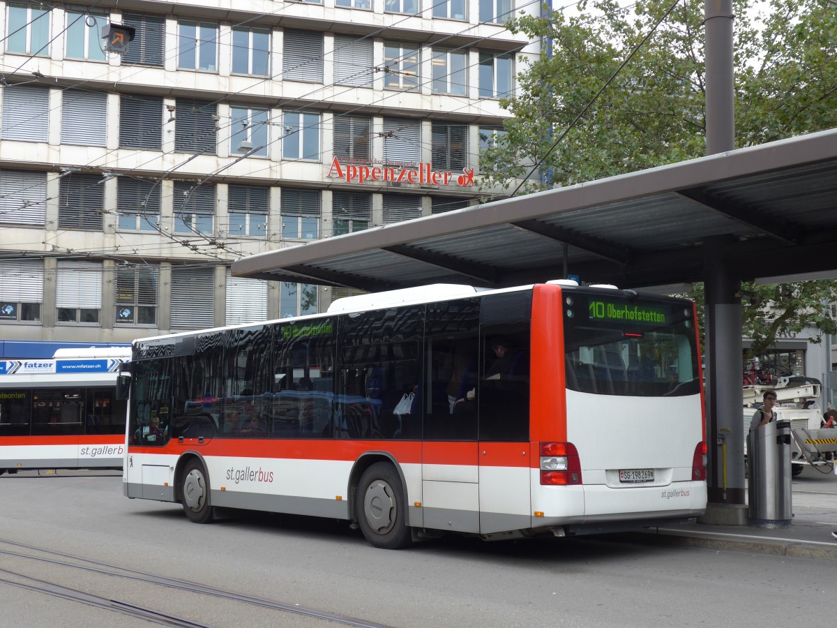 (154'208) - St. Gallerbus, St. Gallen - Nr. 269/SG 198'269 - MAN/G�ppel am 20. August 2014 beim Bahnhof St. Gallen