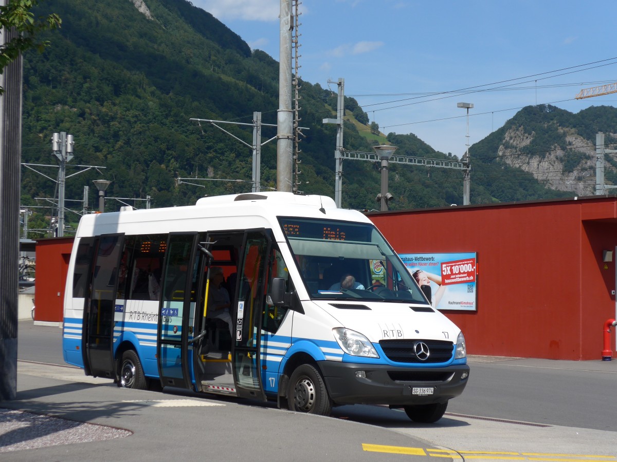 (154'341) - RTB Altsttten - Nr. 17/SG 336'974 - Mercedes am 21. August 2014 beim Bahnhof Sargans (Einsatz BSW)