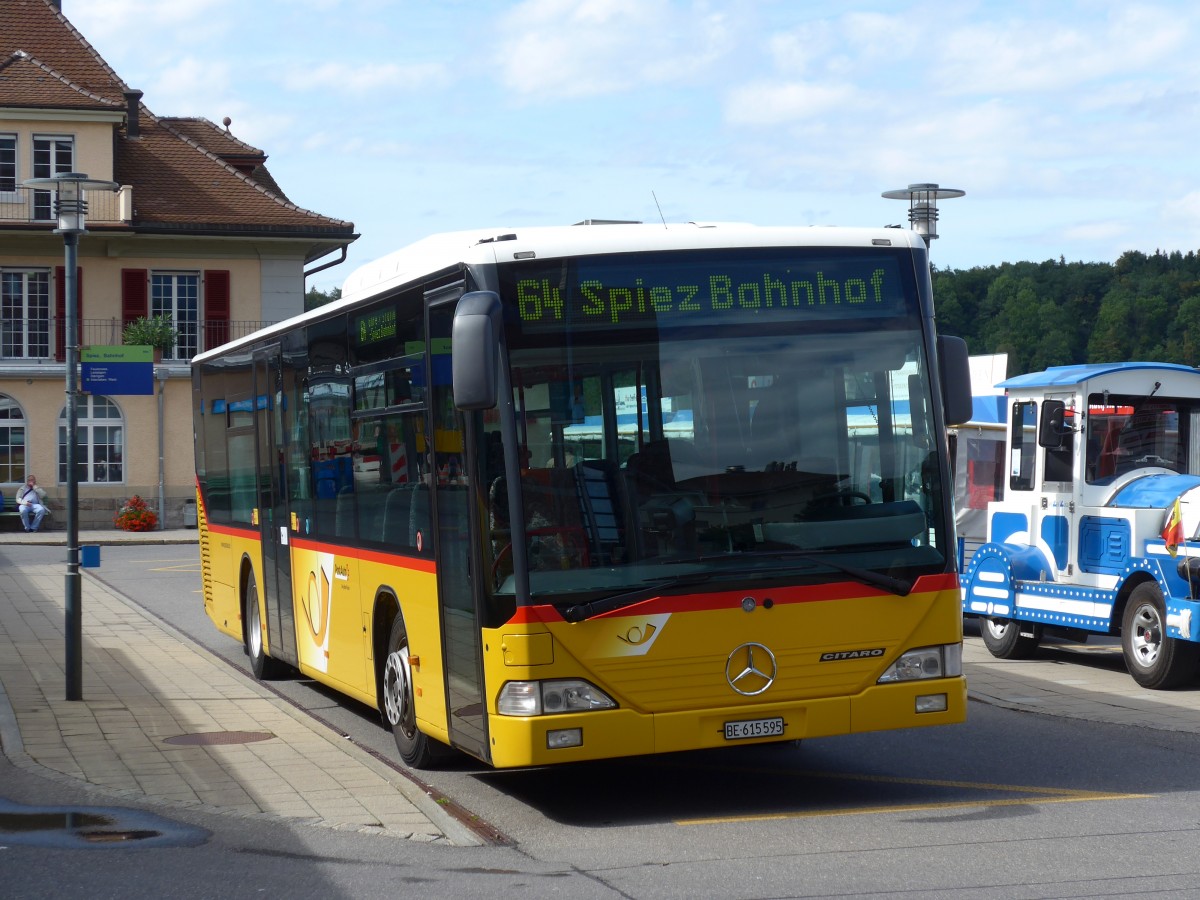 (154'414) - PostAuto Bern - BE 615'595 - Mercedes (ex Nr. 532; ex P 25'235) am 24. August 2014 beim Bahnhof Spiez