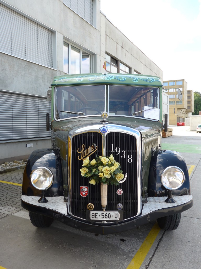 (154'587) - Lorenz, Lyssach - BE 560 U - Saurer/Saurer (ex Geiger, Adelboden Nr. 8; ex P 1997) am 30. August 2014 in Oberkirch, CAMPUS Sursee