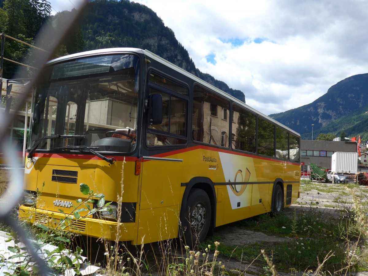 (154'838) - Barenco, Faido - NAW/R&J (ex Autopostale, Muggio; ex Barenco, Faido; ex K�lin, Alpthal) am 1. September 2014 in Faido, Garage