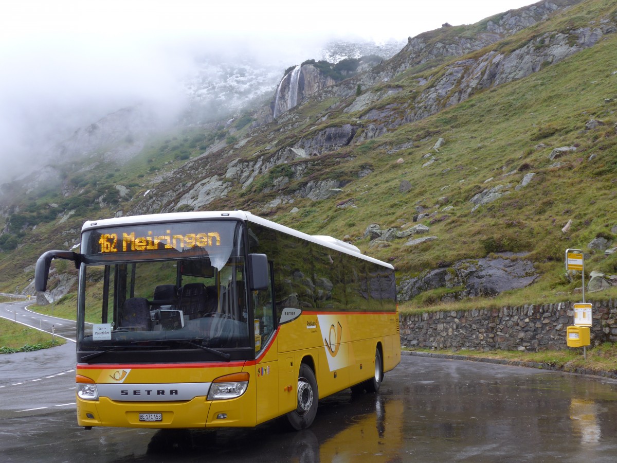 (154'864) - AVG Meiringen - Nr. 73/BE 171'453 - Setra am 1. September 2014 in Susten, Steingletscher