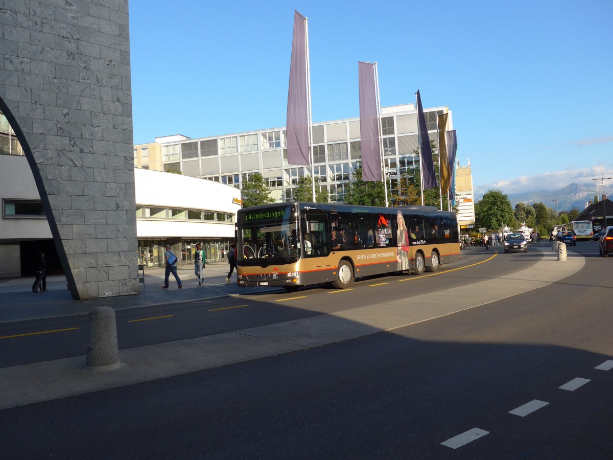 (154'872) - STI Thun - Nr. 149/BE 801'149 - MAN am 2. September 2014 beim Bahnhof Thun