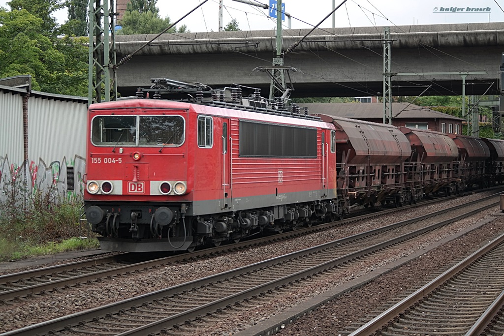 155 004-5 zog einen gemischten g�terzug am 20.09.13 durch hh-harburg