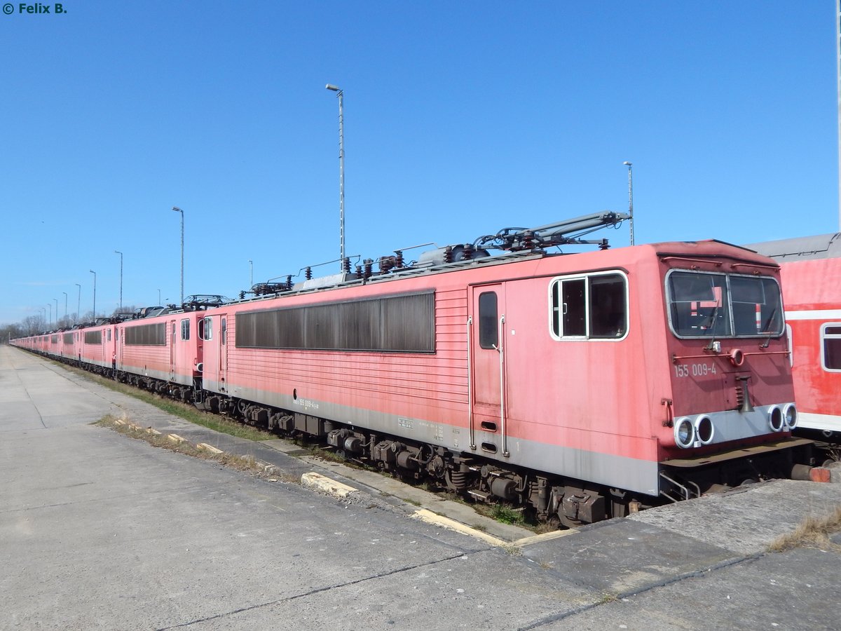 155 009-4 und andere 155er, 140er und eine 151er in Mukran am 09.04.2016