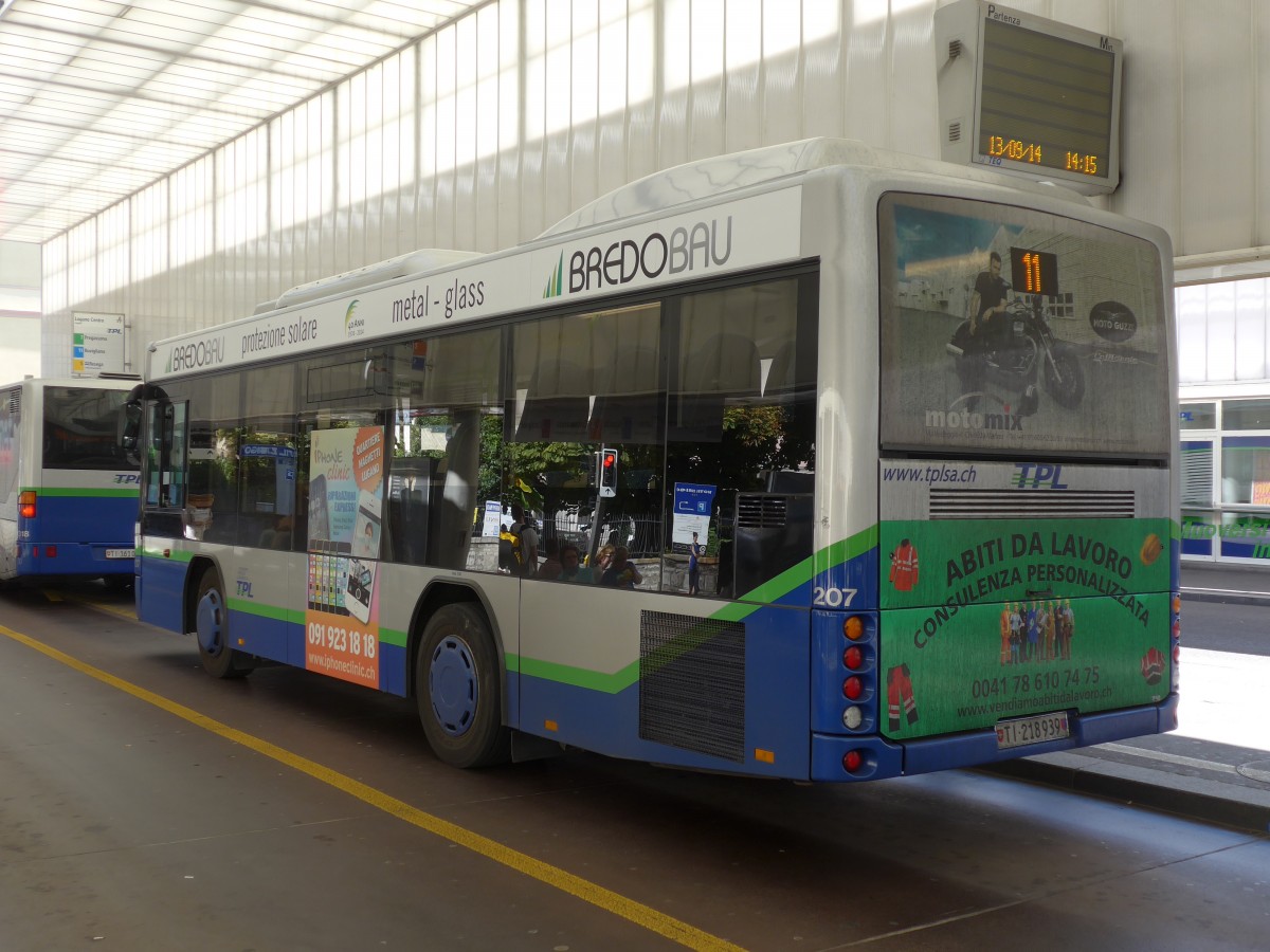 (155'171) - TPL Lugano - Nr. 207/TI 218'939 - Scania/Hess am 13. September 2014 in Lugano, Centro