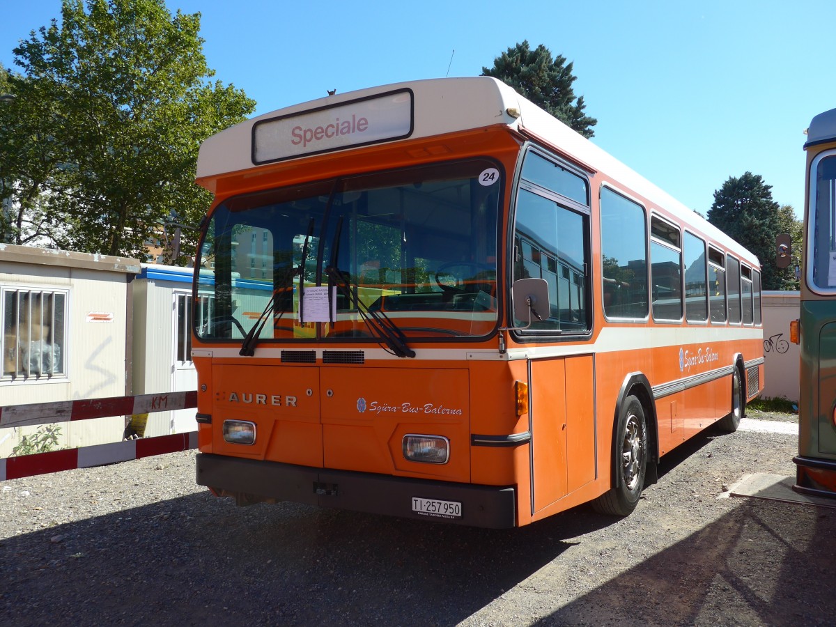 (155'180) - Sgura-Bus, Balerna - TI 257'950 - Saurer/Hess (ex AMSA Chiasso Nr. 15) am 13. September 2014 in Lugano, Saurertreffen