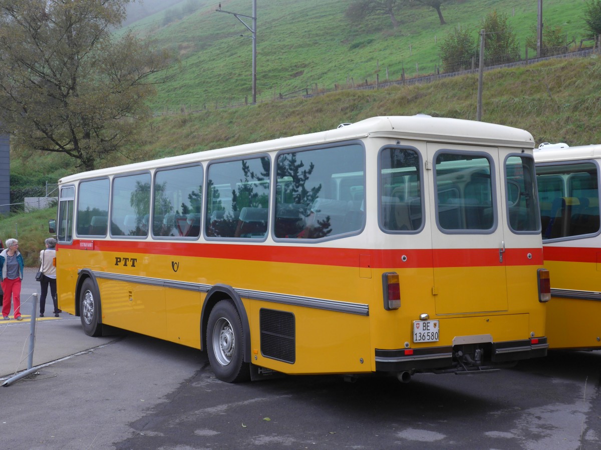 (155'610) - Schumacher, Liebefeld - BE 136'580 - Saurer/Tscher (ex Zimmermann, Niederwangen; ex P 24'289) am 12. Oktober 2014 in Kssnacht, Rest. Frohsinn