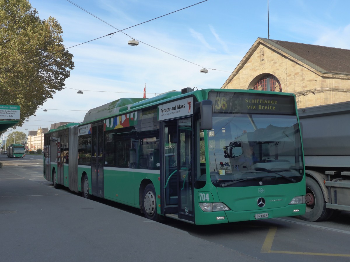 (156'156) - BVB Basel - Nr. 704/BS 6663 - Mercedes am 27. Oktober 2014 in Basel, Badischer Bahnhof