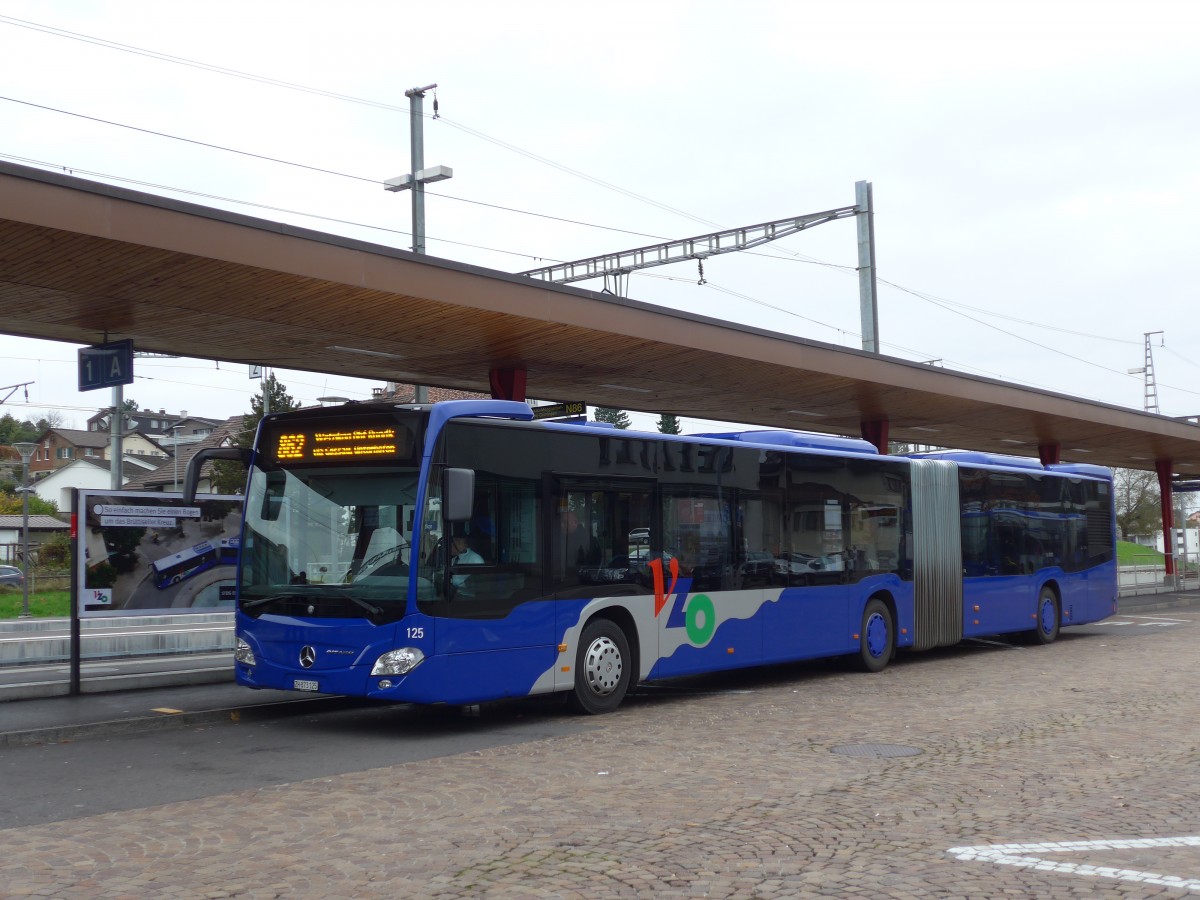 (156'211) - VZO Gr�ningen - Nr. 125/ZH 873'125 - Mercedes am 28. Oktober 2014 beim Bahnhof Wetzikon
