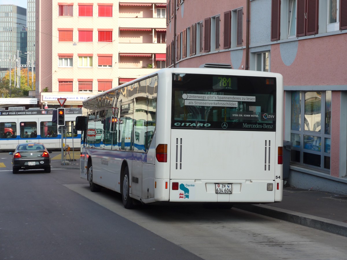 (156'274) - Welti-Furrer, Zrich - Nr. 54/ZH 634'604 - Mercedes (ex Frhlich, Zrich Nr. 604) am 28. Oktober 2014 beim Bahnhof Zrich-Oerlikon