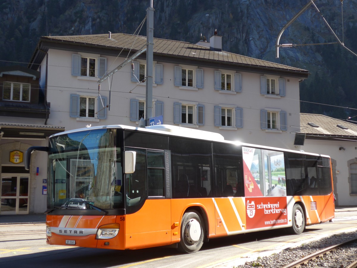 (156'355) - AAGU Altdorf - Nr. 58/UR 9348 - Setra am 31. Oktober 2014 beim Bahnhof G�schenen