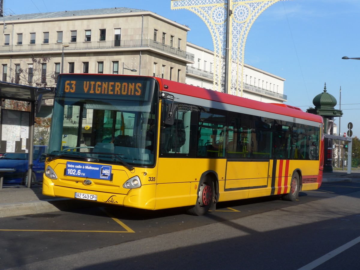 (157'473) - Sol�a, Mulhouse - Nr. 335/BZ 543 CP - Heuliez am 23. November 2014 beim Hauptbahnhof Mulhouse