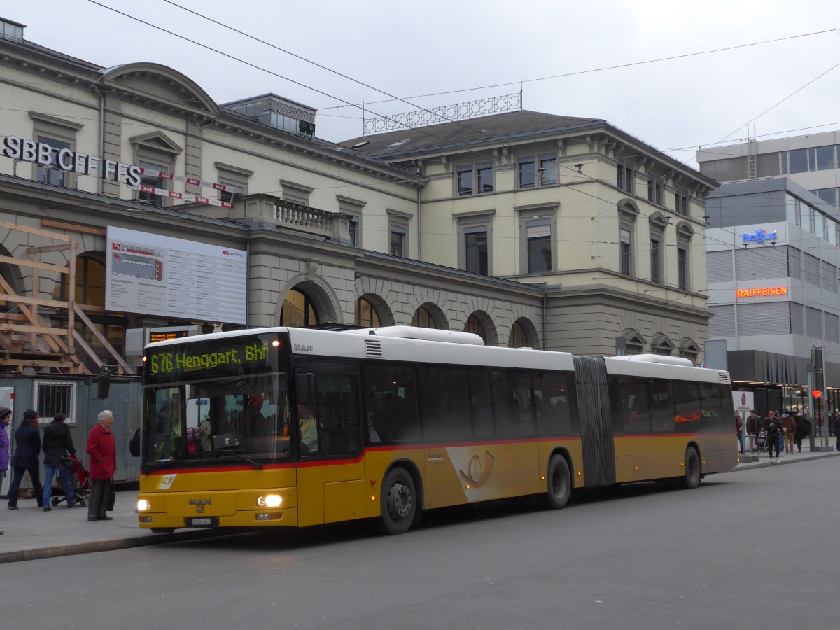 (157'678) - Moser, Flaach - Nr. 163/ZH 696'863 - MAN (ex Nr. 22; ex Nr. 4) am 6. Dezember 2014 beim Hauptbahnhof Winterthur