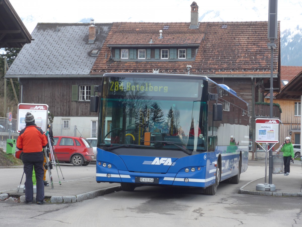 (157'869) - AFA Adelboden - Nr. 54/BE 611'056 - Neoplan (ex VBZ Z�rich Nr. 243) am 21. Dezember 2014 beim Bahnhof Lenk